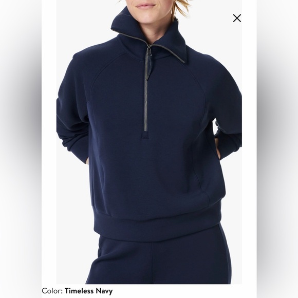 SPANX Sweaters - SPANX AirEssentials Half Zip Sweatshirt- Timeless Navy